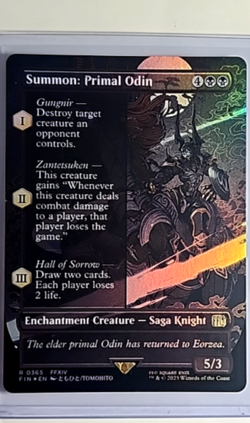 MTG Magic The Gathering FIN Final Fantasy Borderless 365 Foil Summon Primal Odin - Image 1