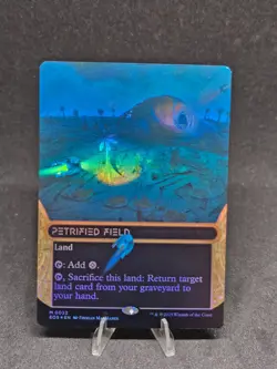 MTG Petrified Field 0032 Edge of Eternities Mythic Land Holo Borderless NM - Image 1