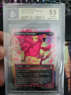 BGS 9.5 MTG 551B Traveling Chocobo Borderless Foil, Pink Neon Ink, Final Fantasy - Image 1