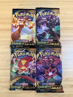 Pokemon (4) Sealed Packs Sword and Shield: Darkness Ablaze Complete Art Set - Image 1
