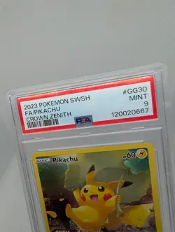 2023 POKEMON SWORD & SHIELD CROWN ZENITH GG30 FULL ART/PIKACHU PSA 9 MINT GRADED - Image 3