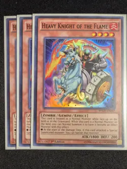 Yugioh - 3x Heavy Knight Of The Flame WSUP-EN047 1st Edition Super Rare NM - Image 1