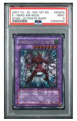 2007 YuGiOh 1st Ed Elemental Hero Air Neos * Ultimate Rare EN034 * PSA 9 MINT - Image 2