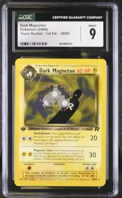 CGC 9 MINT Dark Magneton Team Rocket 1st Edition 28/82 Pokemon Card psa - Image 1