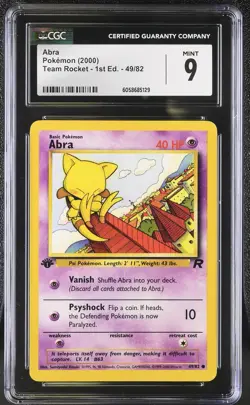 CGC 9 MINT Abra Team Rocket 1st Edition 49/82 Pokemon Card psa - Image 1