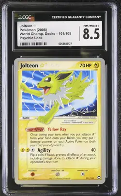 CGC 8.5 Jolteon Gold Star 2008 World Championships 101/108 Pokemon Card - Image 1