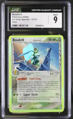 CGC 9 MINT Beedrill 2005 EX Delta Species 1/113 Holo Pokemon Card psa - Image 1