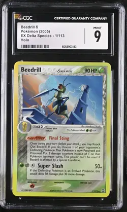 CGC 9 MINT Beedrill 2005 EX Delta Species 1/113 Holo Pokemon Card psa - Image 1
