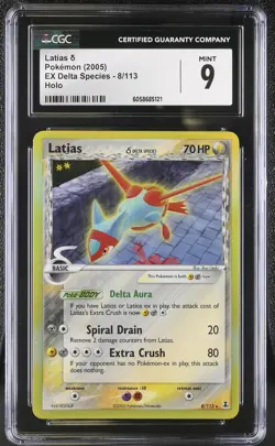 CGC 9 MINT Latias 2005 EX Delta Species 8/113 Holo Pokemon Card psa - Image 1