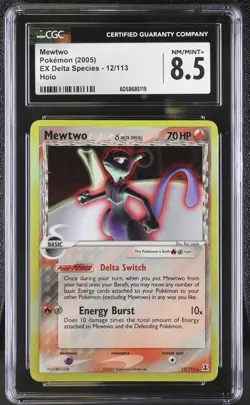 CGC 8.5 Mewtwo 2005 EX Delta Species 12/113 Holo Pokemon Card - Image 1