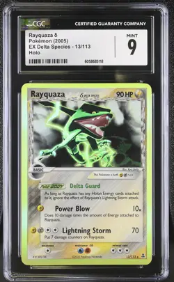 CGC 9 MINT Rayquaza 2005 EX Delta Species 13/113 Holo Pokemon Card - Image 1