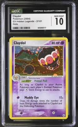 CGC 10 GEM MINT Claydol 2004 EX Hidden Legends 2/101 Holo Pokemon Card psa - Image 1