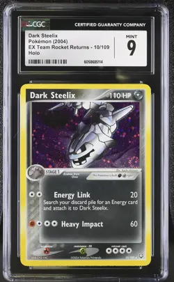 CGC 9 Dark Steelix EX Team Rocket Returns 10/109 Holo SWIRL Pokemon Card psa - Image 1