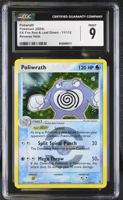 CGC 9 Poliwrath EX Fire Red & Leaf Green 11/112 Reverse Holo Pokemon Card psa - Image 1