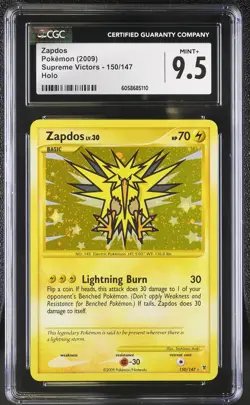 CGC 9.5 MINT+ Zapdos 2009 Supreme Victors 150/147 Holo Pokemon Card - Image 1