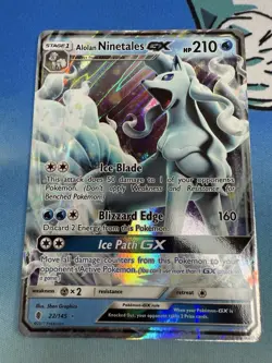 Alolan Ninetales GX 22/145 Sun & Moon Guardians Rising Ultra Rare Pokemon Card - Image 1