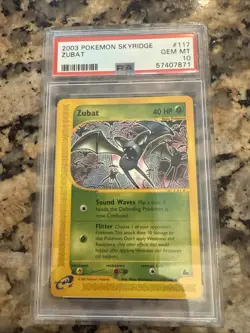 PSA 10 GEM MINT Zubat 2003 Skyridge 117/144 Pokemon 2003 - Image 1
