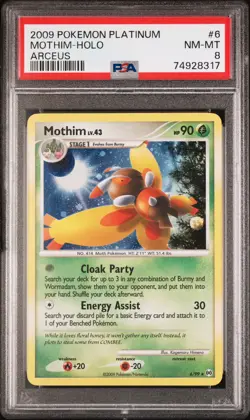 Pokemon TCG Mothim Holo 2009 Platinum Arceus 6/99 PSA 8 - Image 1