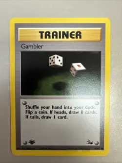 Pokemon - Trainer Gambler 60/62 Common 1st Edition Fossil 1999 WOTC NM - Image 1