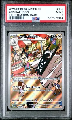 2024 POKEMON SCR EN ARCHALUDON ILLUSTRATION RARE PSA#155 MINT 9 - Image 1