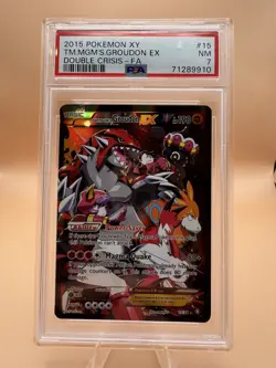 2015 POKEMON XY DOUBLE CRISIS #15 FULL ART/TEAM MAGMA'S GROUDON EX PSA 7 - Image 1
