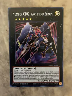 Yugioh! TCG - Number C102: Archfiend Seraph - Super Rare - JUSH-EN056 - Justice - Image 1