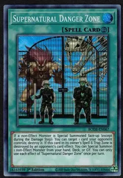 Yugioh Supernatural Danger Zone BODE-EN067 Super Rare 1st Ed - VLP - Image 1