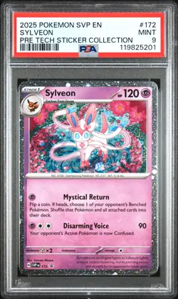 Pokemon TCG Sylveon SVP 172 Tech Sticker Collection Cosmos Holo Promo - PSA 9 - Image 1