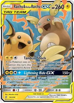 Pokemon Raichu & Alolan Raichu GX NM 1st Edition Normal SM - Unified Minds - Image 1