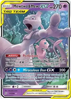 Pokemon Mewtwo & Mew GX NM 1st Edition Normal SM - Unified Minds - Image 1