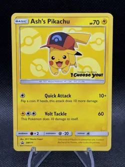 Pokemon Ash's Pikachu SM111 Sun & Moon "I Choose You" Black Star Promo NM - Image 1