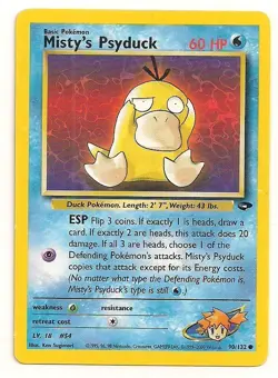 Pokemon Card: Misty's Psyduck 90/132 HP Gym Challenge Regular Common Misty TCG - Image 1