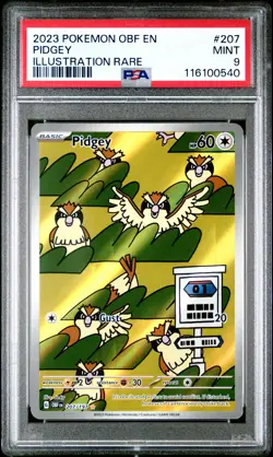 2023 POKEMON OBF EN-OBSIDIAN FLAMES ILLUSTRATION RARE #207 PIDGEY PSA 9 - Image 1