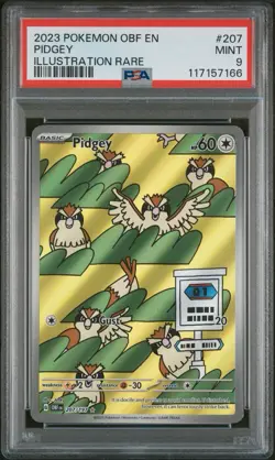 2023 POKEMON OBF EN-OBSIDIAN FLAMES ILLUSTRATION RARE #207 PIDGEY PSA 9 - Image 1