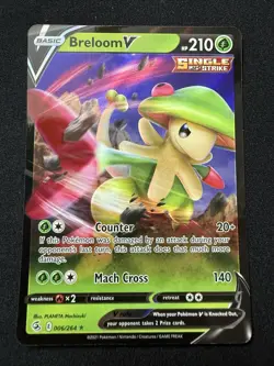 Pokemon Breloom V 006/264 Holo Ultra Rare Fusion Strike Full Art TCG Card 2021 - Image 1