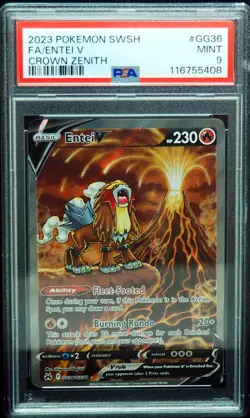 Entei V GG36 PSA 9 Crown Zenith Pokemon Card - Image 1