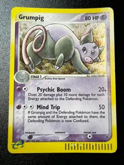 Grumpig 6/97 - EX Dragon Holo Rare Pokemon Card Vintage e-Reader Damage - Image 1