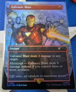 MTG Marvel Secret Lair Galvanic Blast NM Foil Unplayed SLD Iron Man - Image 1