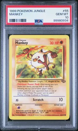 1999 Pokemon #55/64 Mankey Jungle PSA 10 - Image 1