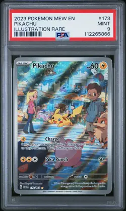 2023 POKEMON MEW EN-151 #173 PIKACHU ILLUSTRATION RARE PSA 9 - Image 1