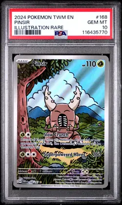 2024 Pokemon Twm En-Twilight Masquerade #168 Pinsir Illustration Rare PSA 10 - Image 1