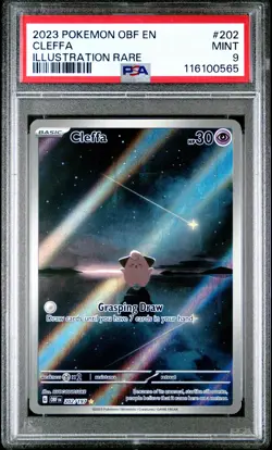 2023 POKEMON OBF EN-OBSIDIAN FLAMES ILLUSTRATION RARE #202 CLEFFA PSA 9 - Image 1