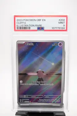 2023 POKEMON OBF EN-OBSIDIAN FLAMES ILLUSTRATION RARE #202 CLEFFA PSA 9 - Image 1
