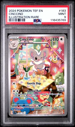 2024 Pokemon Tef En-Temporal Forces #183 Cinccino Illustration Rare PSA 9 - Image 1