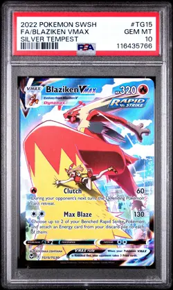 2022 Pokemon Silver Tempest #TG15 Fa/Blaziken Vmax Silver Tempest PSA 10 - Image 1