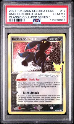 2021 POKEMON CELEBRATIONS CLASSIC COLL #17 UMBREON-GOLD STAR PSA 10 - Image 1