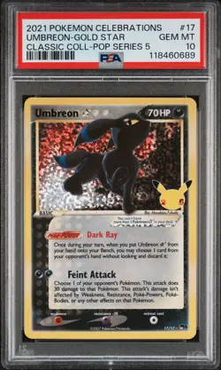 2021 POKEMON CELEBRATIONS CLASSIC COLL #17 UMBREON-GOLD STAR PSA 10 - Image 1