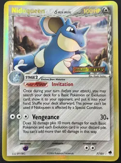 Nidoqueen 7/101 Dragon Frontiers Stamped Reverse Holo Rare Pokemon Card 2007 NM - Image 1