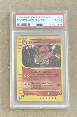 2002 Pokemon Expedition Charmeleon Reverse Foil Card #73 PSA 8 - Image 1