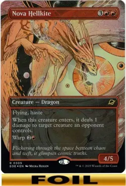 1x - Nova Hellkite - FOIL BORDERLESS - Edge of Eternities - NM MTG - Image 1